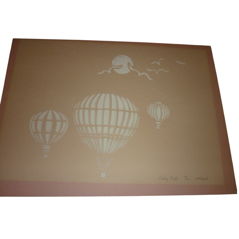 Limited Edition Art Print Riding High Hot Air Balloons Moon Signed & Numbered
